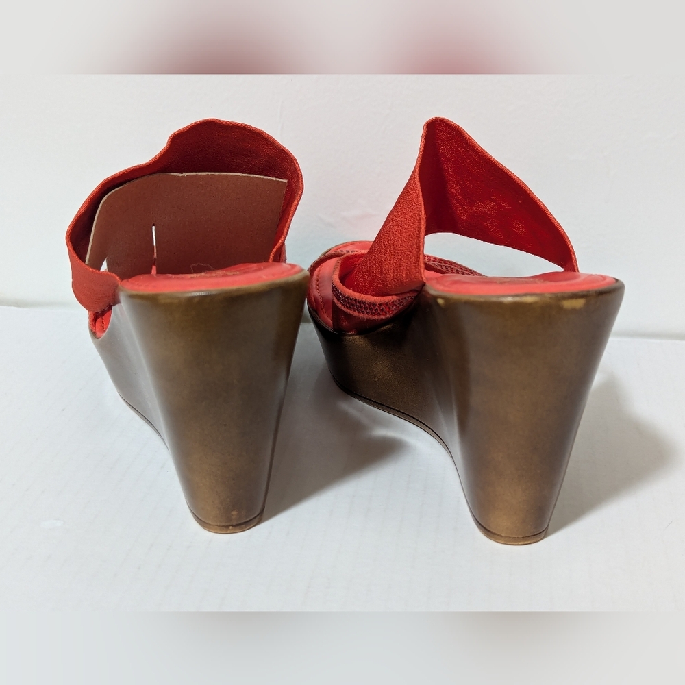SZ 8 Italian Shoemakers Women's "Sadey" Platform Wedge Sandals - Red Orange - Picture 8 of 10